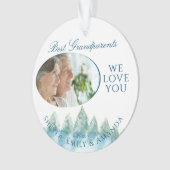 Beste Grootouders Winterbos Waterverf Foto Ornament (voorkant)