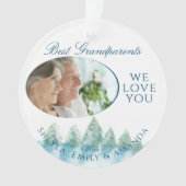 Beste Grootouders Winterbos Waterverf Foto Ornament (voorkant)