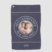 Beste Grootvader Golfer Grappig Foto Gift Marine B Golfhanddoek (Voorkant)