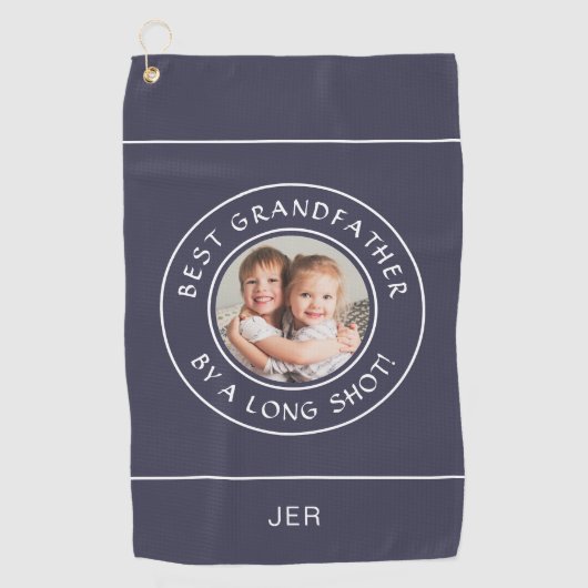Beste Grootvader Golfer Grappig Foto Gift Marine B Golfhanddoek (Voorkant)