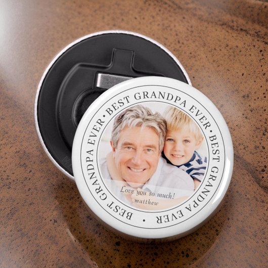Beste grootvader ooit Moderne Klassieke foto Button Flesopener