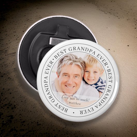 Beste grootvader ooit Moderne Klassieke foto Button Flesopener