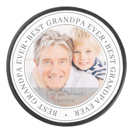 Beste grootvader ooit Moderne Klassieke foto Hockey Puck (Voorkant)
