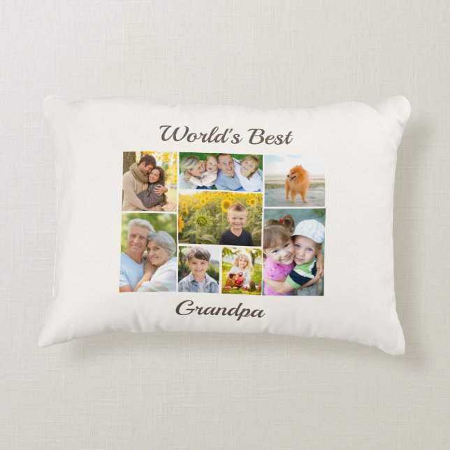 Beste Grootvader ter Wereld 8 Foto Collage   Accent Kussen (Achterkant)
