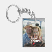 Beste Grootvader van de Wereld Hart Foto Cadeau Vo Sleutelhanger (Voorkant Links)