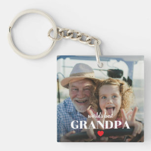 Beste Grootvader van de Wereld Hart Foto Cadeau Vo Sleutelhanger