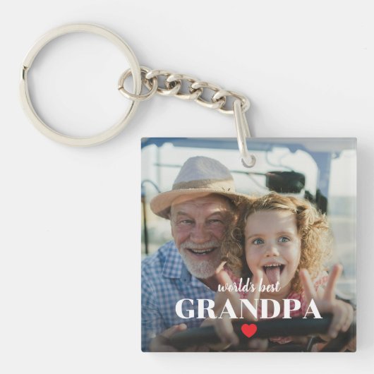 Beste Grootvader van de Wereld Hart Foto Cadeau Vo Sleutelhanger (Voorkant)