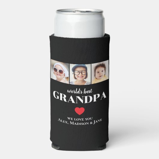 Beste Grootvader van de Wereld We houden van je 3 Seltzer Blikjeskoeler (Seltzer Voorkant)