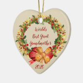 Beste Grote Grootmoeder Antiek krans Kerstmis Keramisch Ornament (Links)