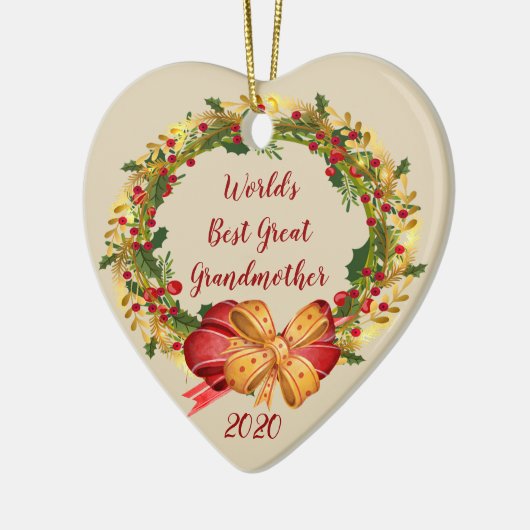 Beste Grote Grootmoeder Antiek krans Kerstmis Keramisch Ornament (Links)