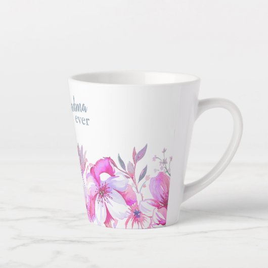 Beste Grote Oma Ooit En Roze Bloem Rand Latte Mok (Rechts)