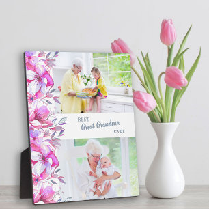Beste Grote Oma ooit en Roze Floral Border Fotoplaat