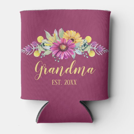 Beste Grote Oma Rustieke Daisy Floral Blikjeskoeler (Voorkant)