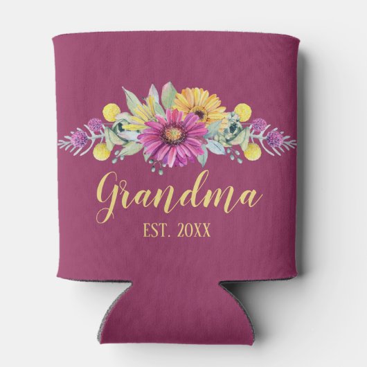 Beste Grote Oma Rustieke Daisy Floral Blikjeskoeler (Achterkant)