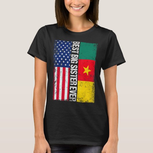 Beste grote zus ooit Moederdag Kameroen US FLA T-shirt (Voorkant)