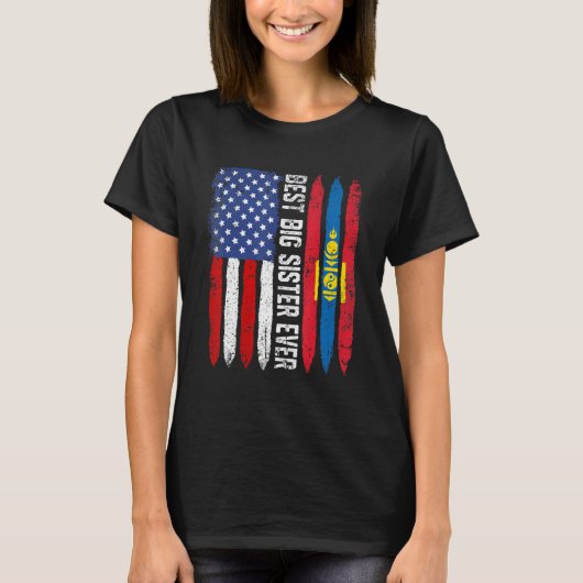 Beste grote zus ooit Moederdag Mongolië US FLA T-shirt (Voorkant)