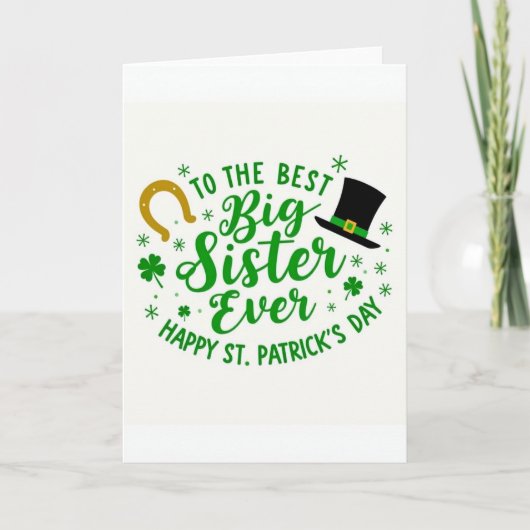 Beste grote zus St. Patrick's Day kaart (Voorkant)