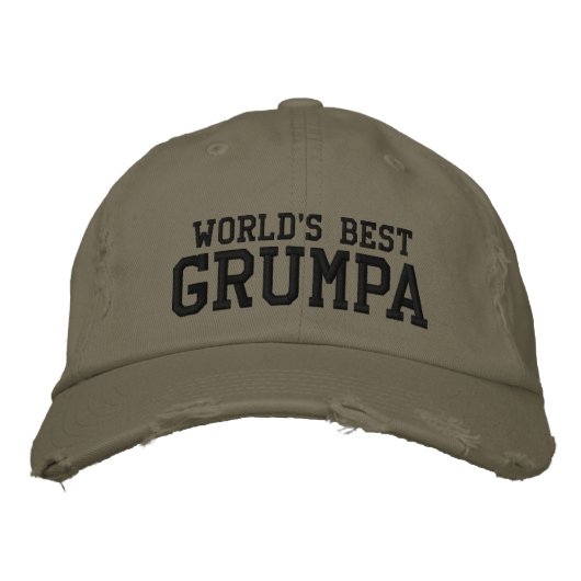 Beste Grumpa van de Wereld | Grappige Persoonlijke Geborduurde Pet (Voorkant)