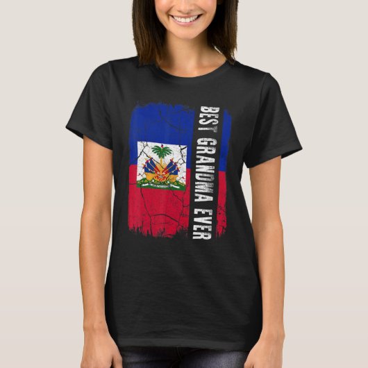 Beste Haïtiaanse grootmoeder ooit Haïti vlag Moede T-shirt (Voorkant)