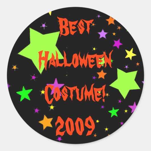 Beste Halloween kostuum! 2009 Ronde Sticker (Voorkant)