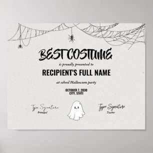Beste Halloween kostuum certificaat award Poster