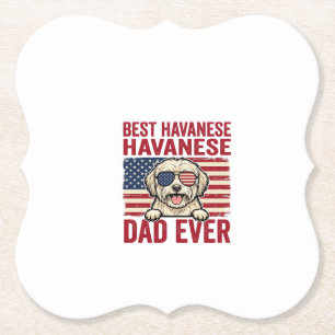 Beste Havanese Vader Ooit Patriottisch Hond Shirt  Kartonnen Onderzetters