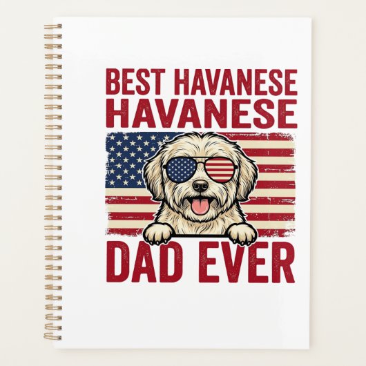 Beste Havanese Vader Ooit Patriottisch Hond Shirt Planner (Voorkant)