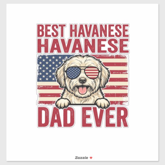 Beste Havanese Vader Ooit Patriottisch Hond Shirt  Sticker (Vel)