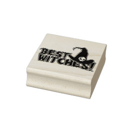 Beste heksen Halloween Pun Groet Hout Art Stamp Rubberstempel