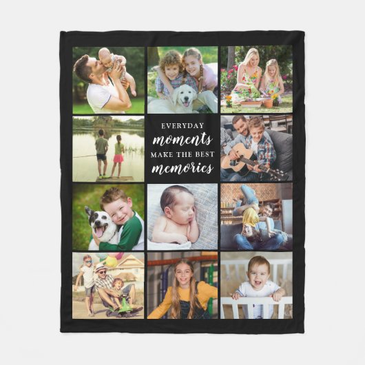 Beste herinneringen Citaat 11 Foto Collage Black Fleece Deken (Voorkant)