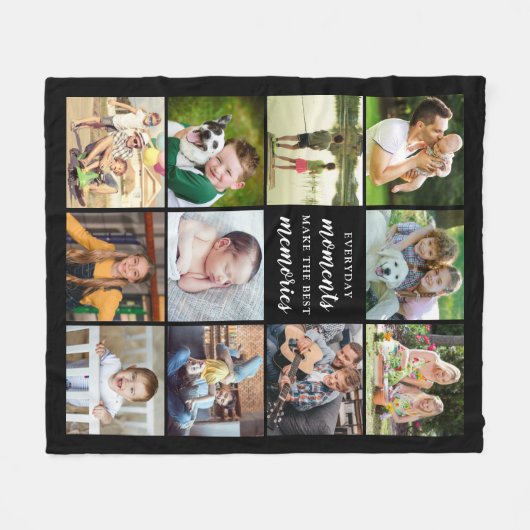 Beste herinneringen Citaat 11 Foto Collage Black Fleece Deken (Voorkant (Horizontaal))