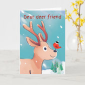 Beste Herten Vriend Kerstmis Baby Herten in de Sne Kaart (Gele Bloem)