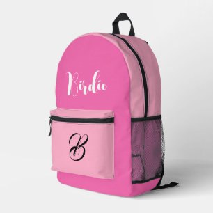 Beste hete roze kleur - Initiaal letter en naam Bedrukte Rugzak