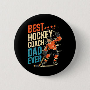 Beste Hockey Coach Papa Ooit Vaderdag Voor Papa Ronde Button 5,7 Cm