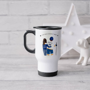 Beste Hockey Moeder   Blauwe & Oranje Monogram Jer Reisbeker