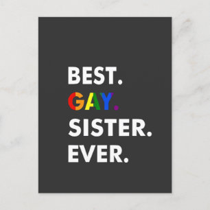 Beste homoseksuele zus ooit grappig LGBT Rainbow P Aankondigingskaart