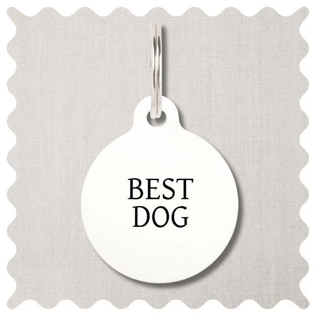 Beste Hond Bruiloft Pet ID Tag Huisdierpenning (Modern Best Dog Wedding Pet ID Tag in White & Black. )