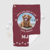 Beste HOND DAD By Par Custom Foto Golfer Rood Golfhanddoek (Insitu)