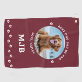 Beste HOND DAD By Par Custom Foto Golfer Rood Golfhanddoek (Horizontaal)
