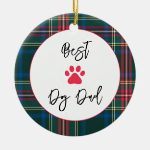 BESTE HOND DAD Liefde, Pet NAME Paw Vakantie Plaid Keramisch Ornament