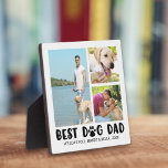 BESTE HOND DAD Paw Print 3 Fotocollage Fotoplaat<br><div class="desc">Herken de BEST DOG DAD met een fotocollage plaquette met 3 afbeeldingen van zijn harige beste vriend en personaliseer met je aangepaste tekst. Het ontwerp is voorzien van moderne, creatieve pow print typografie voor de titel. FOTO TIP: Kies foto's met het onderwerp in het midden en/of voor het uitsnijden in...</div>