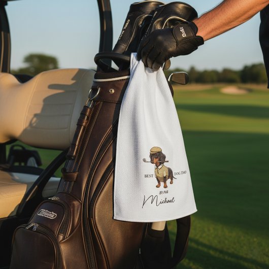 Beste hond door Par Dachshund Naam Tekst Golf Hand Golfhanddoek