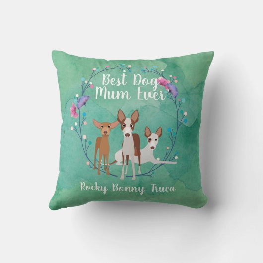  beste hond - Floral Podenco Kussen (Achterkant)