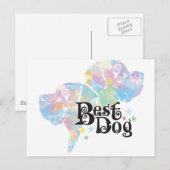 Beste hond "gekleurd" briefkaart (Voorkant / Achterkant)