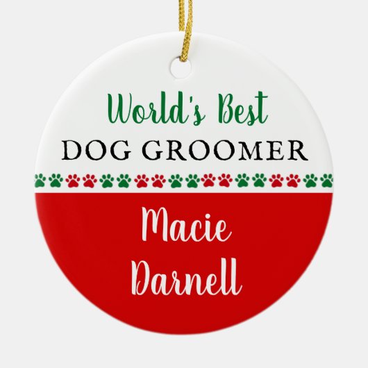 Beste hond-groomer, bedankt voor kerstcadeau keramisch ornament (Voorkant)