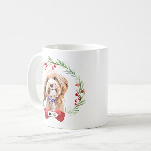 Beste hond in een kerst krans koffie Mok (Voorkant links)