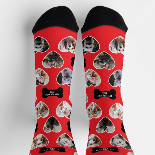 Beste Hond Mam 16 Hartvormige Pet Photo Collage Sokken (Top)