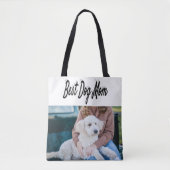 Beste hond Mam Foto Zwarte tekst Tote Bag (Voorkant)