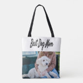 Beste hond Mam Foto Zwarte tekst Tote Bag (Achterkant)