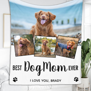 Beste Hond Mam Gepersonaliseerde 4 Foto Collage Fleece Deken